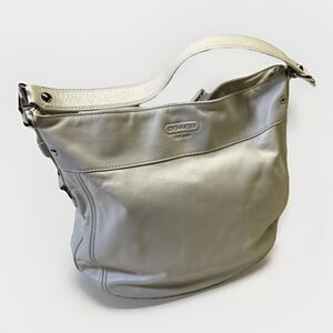 Coach Zoe Leather Hobo Shoulder Bag Ivory A1032-F14706 Dark Silver Hardware